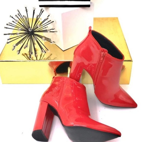 Red Patent Ankle Booties - Picture 7 of 8